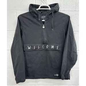 Welcome Mens Anorak Scrawl Logo‎ Pullover Hoodie Size Small Skateboard
